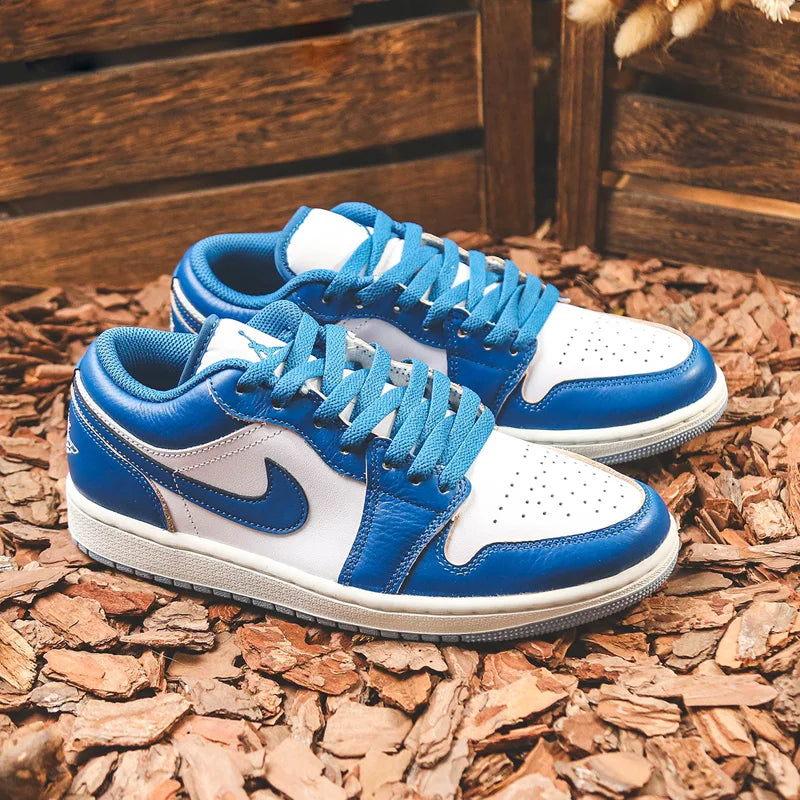 NIKE Air Jordan 1 Low AJ1 Blue and White Men's Low-top Retro Basketball Shoes Casual Sneakers FN5214-141